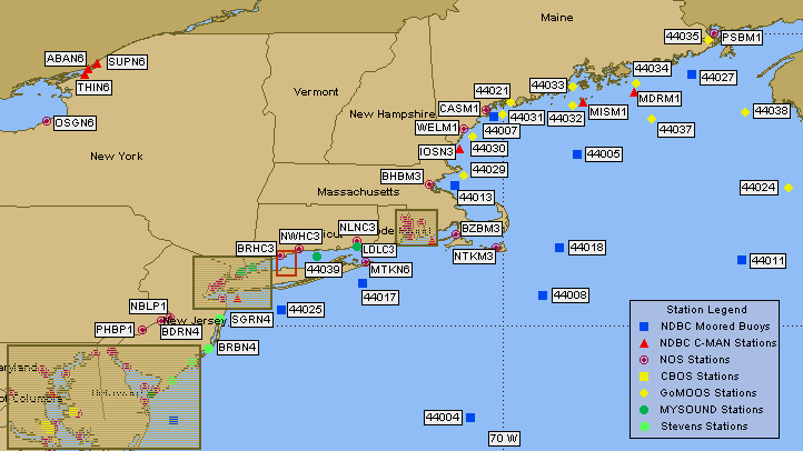 Mesomap of nearby weather buoys